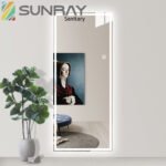 Dressing Mirror Non Chamfered with Lights Sandblasted Bathroom Mirror