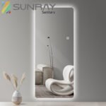 Dressing Mirror with Lights Nonblasted Chamfered Bathroom Mirror