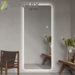 Dressing Mirror with Lights Nonblasted Chamfered Bathroom Mirror - Image 2
