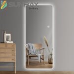 Dressing Mirror with Lights Nonblasted Chamfered Bathroom Mirror - Image 3