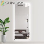 Dressing mirror with sandblasted chamfer