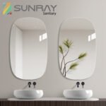 Large Round Corner Frameless Bathroom Mirror - Image 2