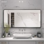 Large mirror with aluminum frame and no light