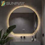 Large semi-circle with light and sandblasted bathroom mirror - Image 6