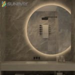 Large semi-circle with light and sandblasted bathroom mirror - Image 2