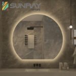 Large semi-circle with light and sandblasted bathroom mirror - Image 3
