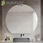 Large semi-circle with light and sandblasted bathroom mirror - Image 4