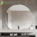 Large semi-circle with light and sandblasted bathroom mirror - Image 5