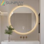 Round Mirror Sandblasted Bathroom Mirror - Image 3