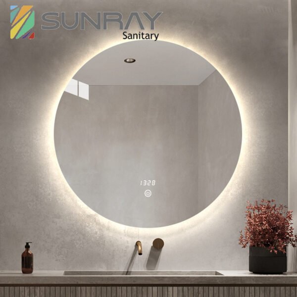 Round Non-blasted Bathroom Mirror with Lights