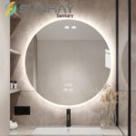 Round Non-blasted Bathroom Mirror with Lights - Image 2
