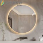 Round Non-blasted Bathroom Mirror with Lights - Image 4
