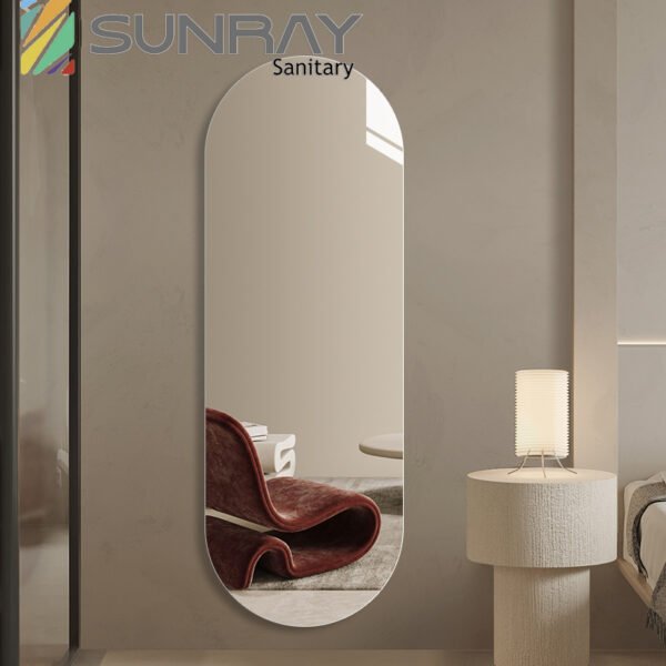 Track-shaped ordinary bathroom mirror