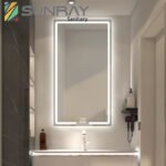 Sandblasted square vertical bathroom mirror