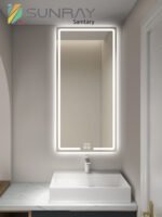 Sandblasted square vertical bathroom mirror - Image 4