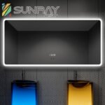 Square bathroom mirror without sand - blasting, with hand - swept induction and outer sand - blasting - Image 3