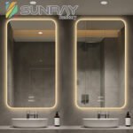 Square bathroom mirror without sandblasting, vertically hung with acrylic outer frame