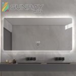 Square bathroom mirror without sandblasting, with rounded corners and light - Image 3