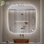 Square bathroom mirror without sandblasting